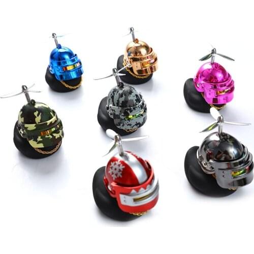 Helmet Broken Wind Wave Small Yellow Duck car Interior Breaking Duck Car Ornament Cycling Decoration(Without Lights)