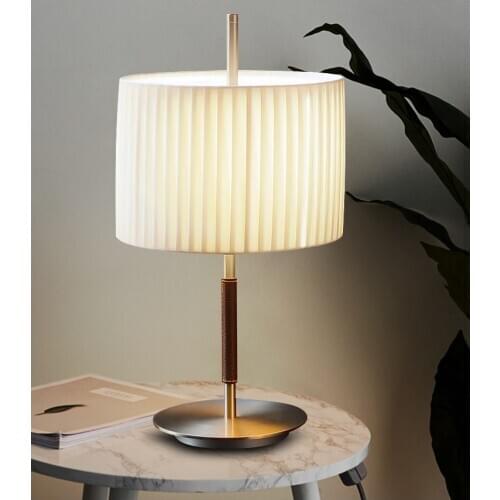 Modern and simple pleated touch bedroom table lamp designer soft outfit Nordic light luxury decorative bedside table lamp