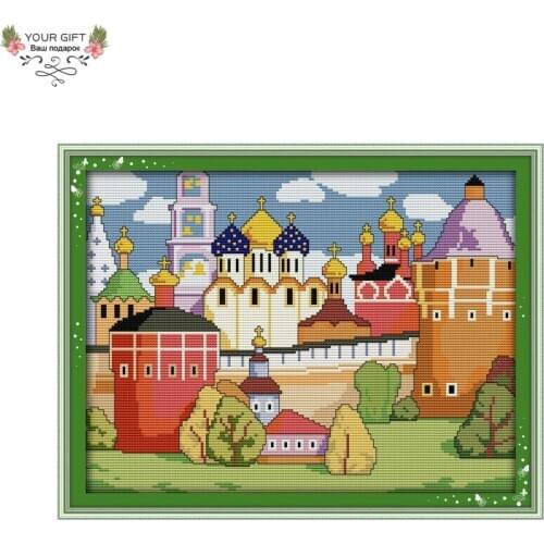 Your Gift F192 Free Shipping 14CT 11CT Counted and Stamped Home Decor Spring Castle Needlepoints Embroidery Cross Stitch Kits