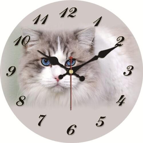 Pet house Cute Cat Vintage Wall Clock Large Silent For Living Room Non-Ticking Silent Quiet bedroom Animal Watch Wall Clocks