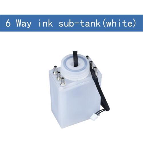 Sub tank for solvent printer 6 way ink Sub-tank White Metallic Connector