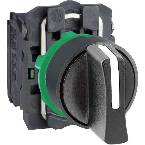 XB5AD33 XB5AD33C = ZB5AZ103C + ZB5AD3C Selector switch, plastic, black, Ø22, 3 positions, stay put, 2 NO