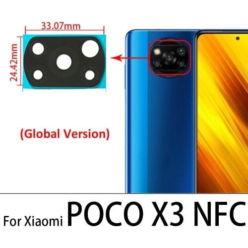 Back Rear Camera Glass Lens Cover With Adhesive With Cover Frame Holder For Xiaomi POCO X3 NFC Global Version