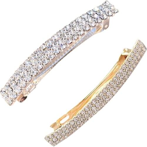 Rhinestone French Barrette Ponytail Holder Large Hairpin Headpiece Jewelry