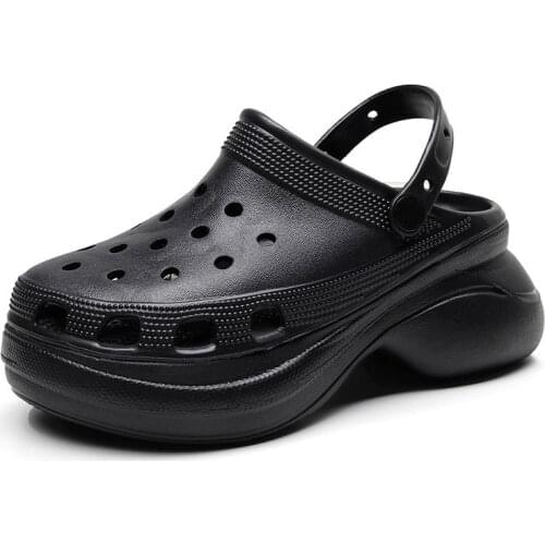 2021 High Heel Women Shoes Cute Carton Sandals Black Round Toe Cut Out Platform Wedge Shoes Thick Sole Increased Flops for Women