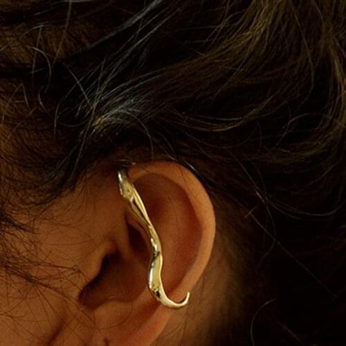 Gold irregular line women ear clip on earrings cuff without piercing punk fashion hip-hip cool unique earring 2021