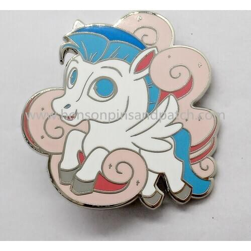 Customized zinc alloy silver metal hard enamel animal pin metal horse high polish pin badge