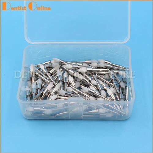 100Pcs Prophy Brushes Nylon Dental Polishing Prophy Brush Snap-On Tapered Taper Head