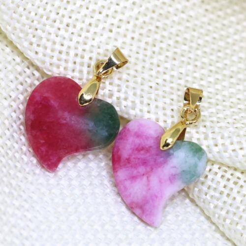 3pcs wholesale multicolor chalcedony jades heart drop pendant 16mm charms fit diy long chain necklace women jewelry making B1875