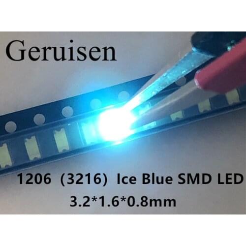 3216 1206 Ice Blue 0.01W Super Ultra Bright SMD LED Indication smd 1206 led clear blue 1206 diodes/100PCS
