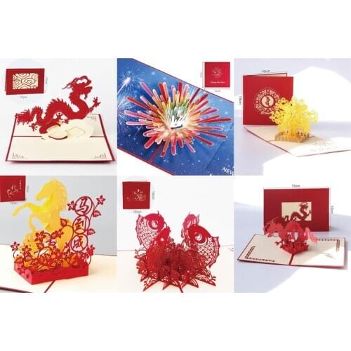 3D novelty creative paper sculpture Christmas Halloween New Year birthday handmade three-dimensional greeting card