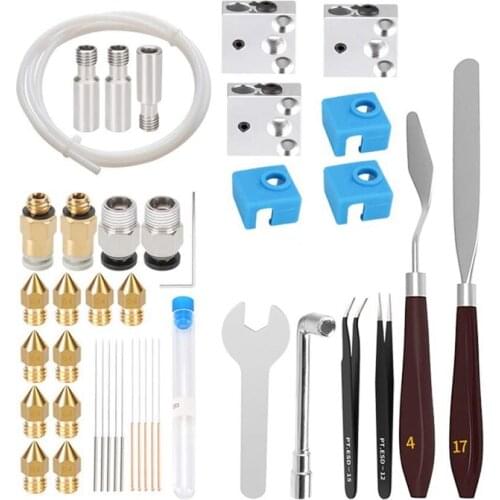 41Pcs 3D Printer Nozzles Kit for Ender 3 V2 CR10 Ender 5 Pro, MK8 Hardened Steel Nozzle Heatbreak Heater Block
