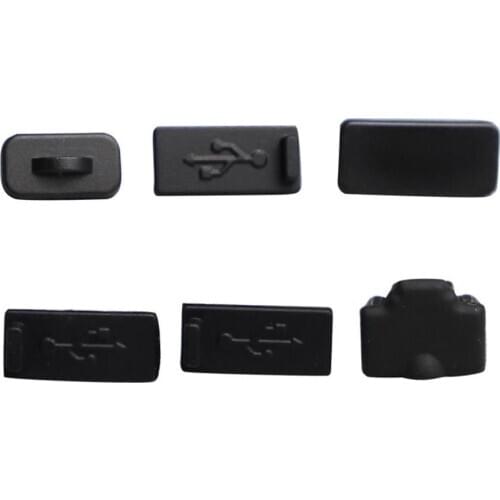 6pcs Black Silicone Dust Plugs Set USB HDM Interface Anti-dust Cover Dustproof Plug for PS5 Game Console Accessories Parts