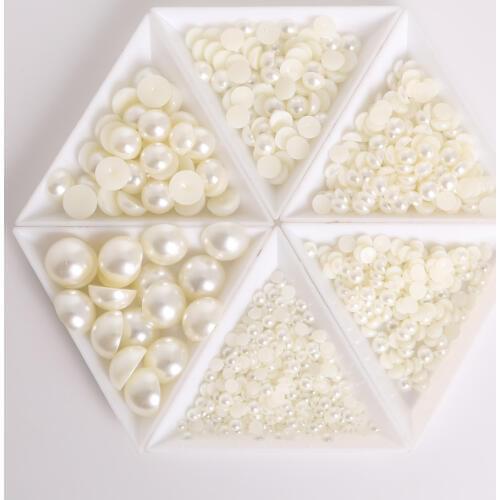 2/3/4/5/6/7/8/10/12/14mm Acrylic Beads Pearl Imitation Half Round Flatback Beads For Jewelry Making DIY Accessories