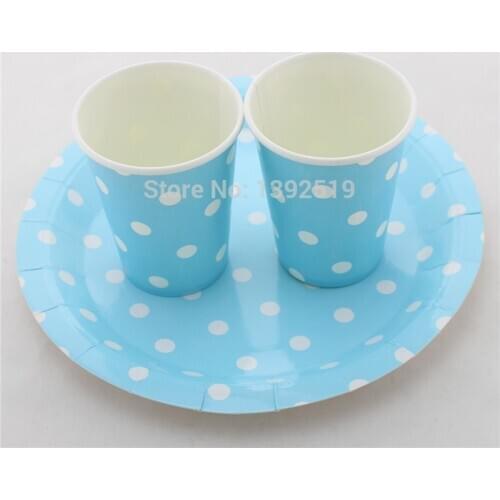 Free Shipping 96pcs Baby Blue 7'' Paper Plates and 9oz Paper Cups Baby Shower Birthday Party Decoration