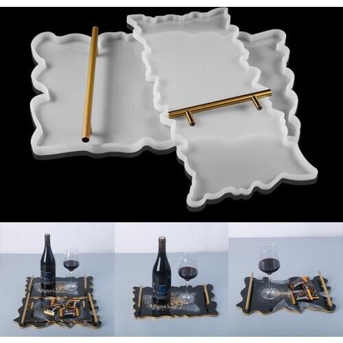 Big Rectangle Plate Resin Mold Fruit Disc Tea Tray UV Resin Coaster Silicone Mould For DIY Resin Craft Making Casting Molds Tool