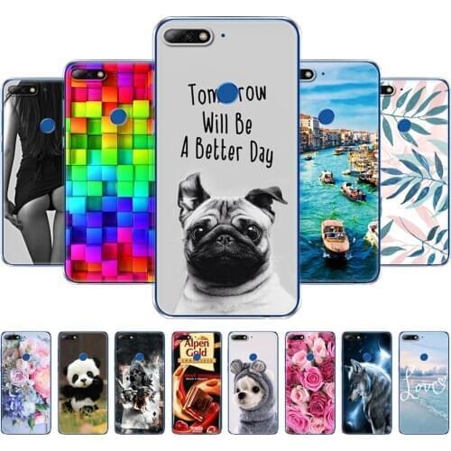 For Huawei Honor 7C Case 5.99" Painted Silicon Soft TPU Back Phone Case Cover On Honor 7C Pro Full 360 Protective Coque Bumper