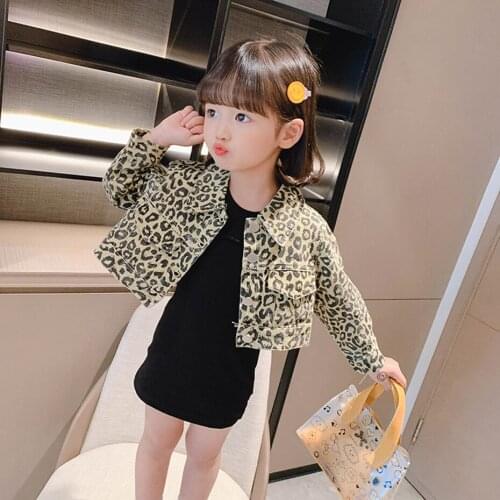 Children Clothes Leopard Jacket + Dress Costume For Girls Spring Autumn Children Clothes Girl Casual Style Tracksuits For Childr