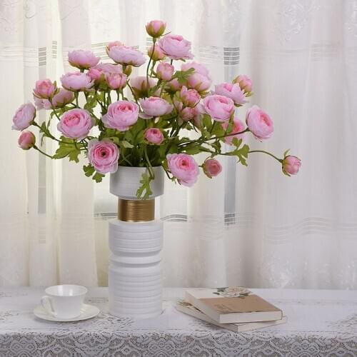 65cm Three Head Artificial Flower Beautiful Dew Lotus Wedding Home Furnishing High-grade Decorative Artificial Flowers