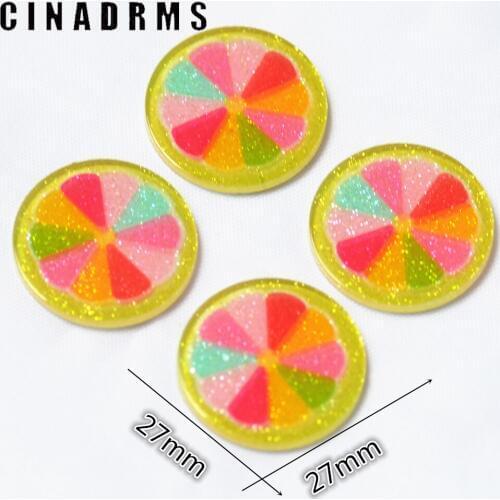 27mm Fantastic Rainbow orange slice candy flatback embelishments,candy cabochons