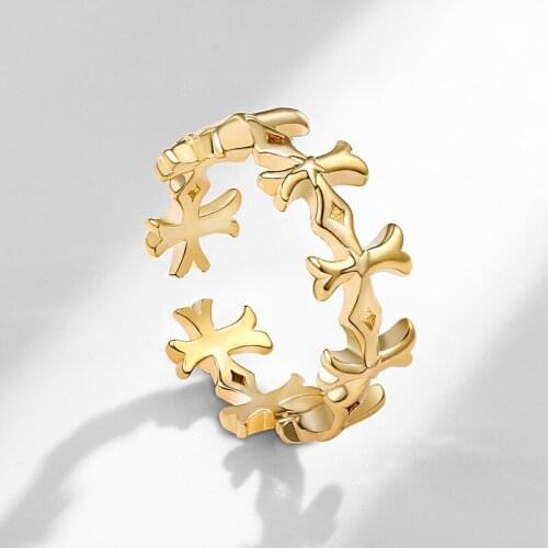 Korean Fashion New Elegant Cross Creative Simple Ring Sweet And Cute Index Finger Middle Finger Ring Dating Party Casual Jewelry