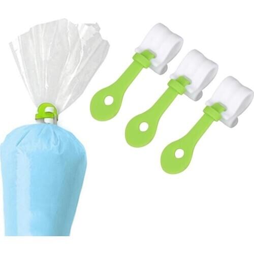 3Pcs Cake Bag Clips Fondant Frosting Piping Bags Icing Cake Cupcakes Ice Piping Bag Buckles Reusable Baking Decorating