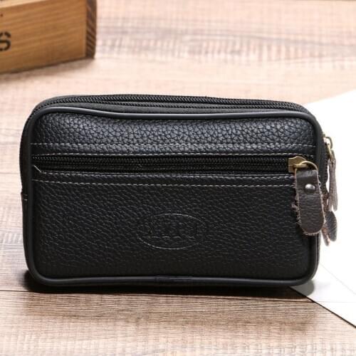 Leather Waist Bag on the Belt Outdoor Small Wallet Wear-resistant Fanny Waist Pack Multifunction Phone Coin Unisex