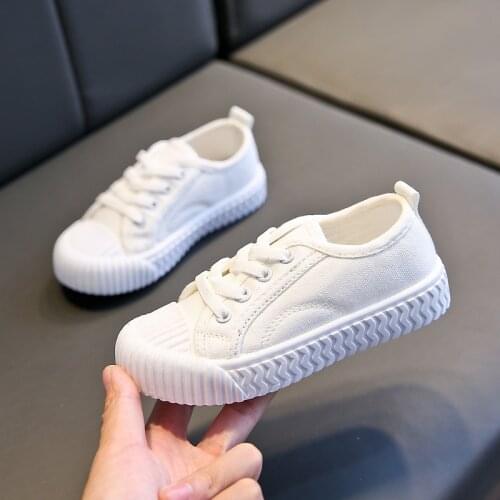 Autumn New Boys Girls Student Shoes Casual Childrens Anti-slip Kids Causal Sneakers Black Lacing Up Canvas Shoes