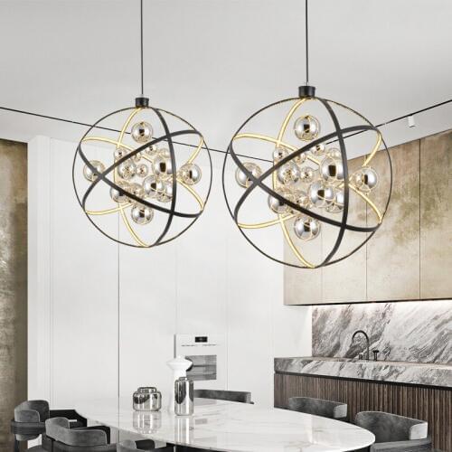 Nordic Round Glass Pendant Light American Creative Hanging Light For Home Living Room Dining Room Bedroom Cafe 220V LED Chip