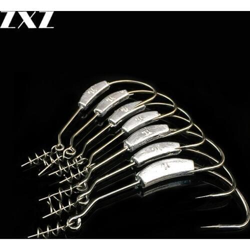 10Pcs Exposed Lead Jig Head Barbed Lead Hook 2g 2.5g 3g 5.25 7g Offset Fishing Hook Fish Hooks Fit for Texas Rigs Fishing Tackle