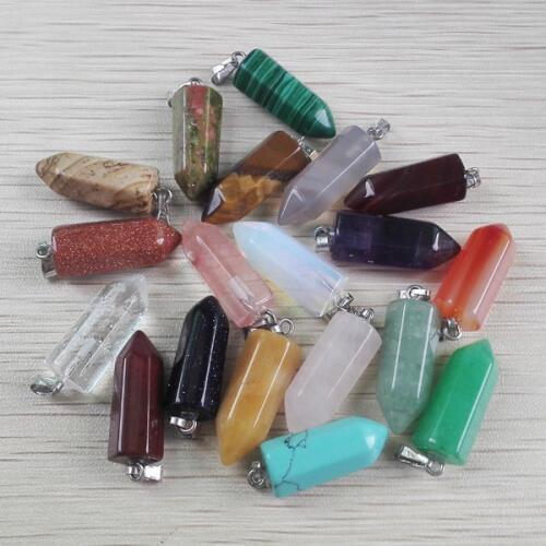 Fashion tredny mixed natural stone crystal pillar Pendants & necklace Jewelry Point teardrop 24pcs/lot Free shipping Wholesale