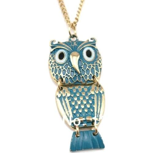 Fashion jewelry items cheap owl pendant long necklace