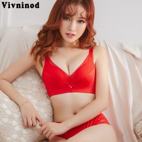 New Style Small Chest Sexy Lace Gathered Bra Suits Bowknot Tempting WireFree Thin Bra Suits Upper Thin Lower Thick Lingerie Sets