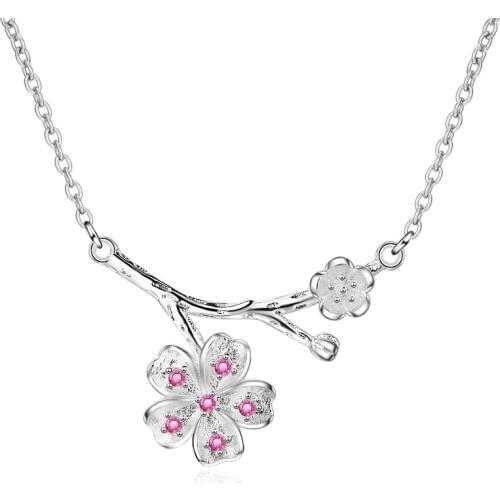 Everoyal Lady Charm Crystal Flower Pendant Necklace For Women Jewelry Trendy Silver 925 Clavicle Necklace Female Accessories Hot
