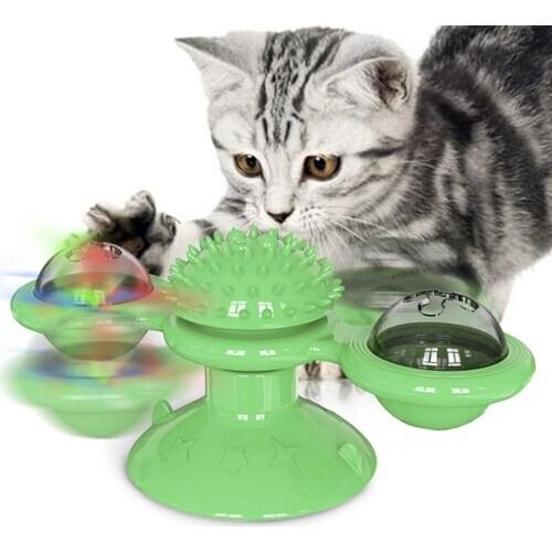 Pet Dog Cat Toy Windmill Toothbrush With Catnip Whirling Turntable Teasing Scratching Tickle Ball Puzzle Toy Pet Products Supply