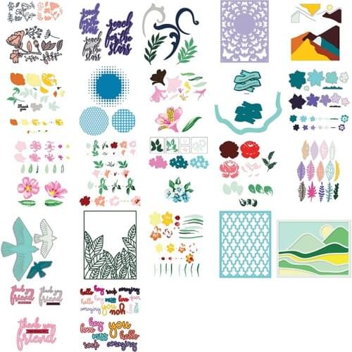 Cutting Dies Flowers Leaves Frame Eagle Mountain Sun Words Sentences For DIY Scrapbooking Embossing Paper Cards Dies 2021 New