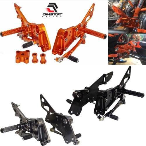 QMSTART Racing Adjustable Rearset Footrests Foot Rest Pegs Rear Set For KTM Duke 125 200 390 Duke125 Duke200 Duke390 2013-2017