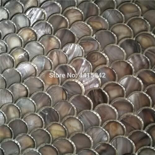 Gray mother of pearl mosaic tile for home decoration backsplash and bathroom wall tile fan pattern 1 square meter/lot