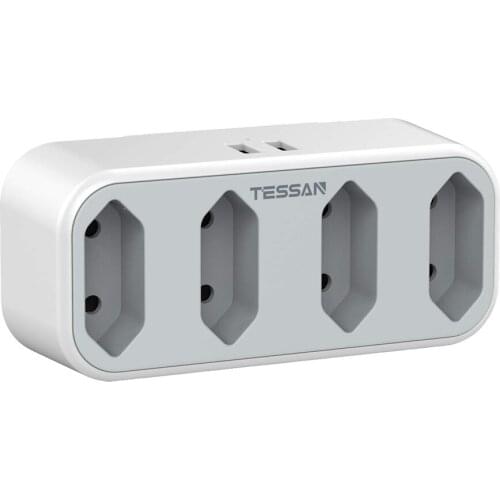 TESSAN EU Power Strip USB Socket with 4 outlets 2 USB Ports 3600W Overload protection Home Office EU Plug