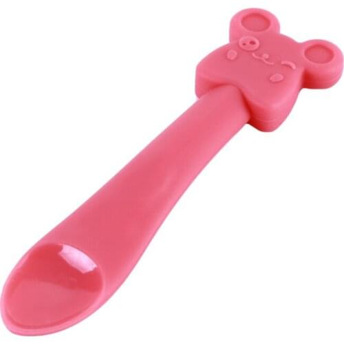 Cartoon Baby Silicone Animal Pattern Soft Feeding Spoon Tableware Newborn Food Training Spoon Infant Learning Spoons Dishes