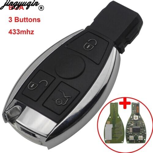 Jingyuqin Smart Key 3 Buttons FSK 433MHz Car key Shell For Mercedes Benz Auto Remote Key Support NEC And BGA 2000+ Year