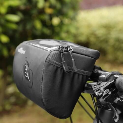 PU Bike Frame Bag Front Tube Bag Handlebar Bag Waterproof Large Capacity Bicycle Bag with Touchscreen Phone Case bags