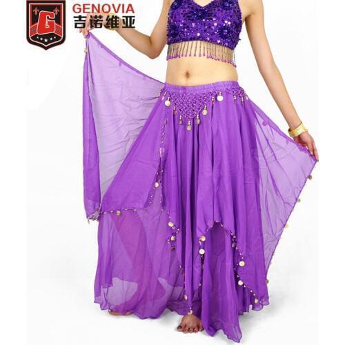 Dancing Costume Skirt Belly Dance Costume Skirt with Gold Cions 13 Colours