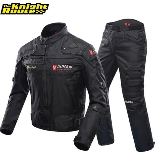 DUHAN Windproof Motorcycle Racing Suit Protective Gear Armor Motorcycle Jacket+Motorcycle Pants Hip Protector Moto Clothing Set
