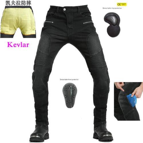 High-quality high-elastic summer ventilated motorcycle riding jeans Aramid adjustable knee pads and drop pants
