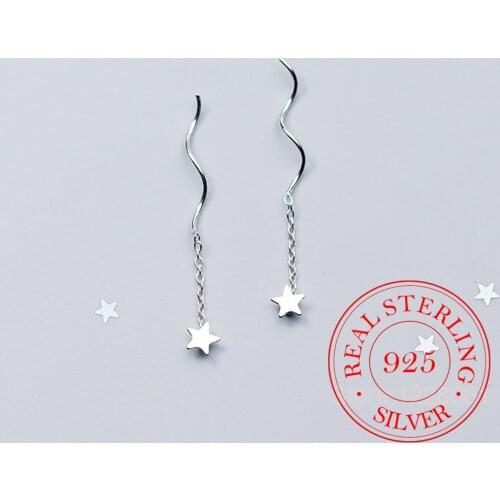 925 Sterling Silver Prevent Allergy Christmas Gift Star Drop Earrings For Women Summer pendientes mujer moda 2018 A068