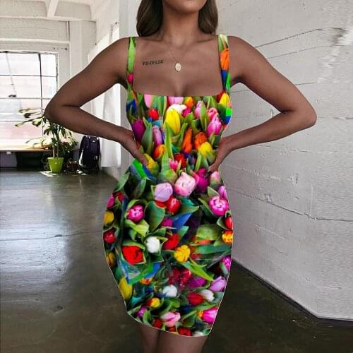 Giyu Brand Colorful Dresses Women Flowers Vestido Sexy Leaf 3d Print Art Ladies Dresses Womens Clothing Plus Size Beach Beach