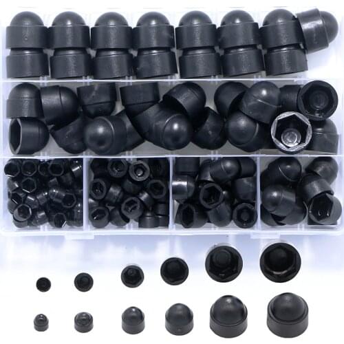 145pcs boxed hexagonal plastic M4 M5 M6 M8 M10 M12 bolt and nut dome protection cap exposed weatherproof combination set