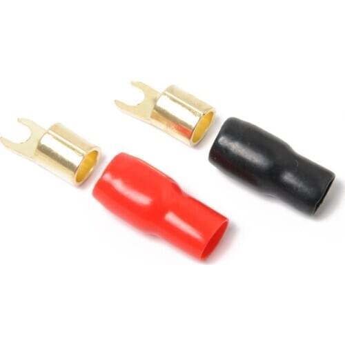 2 Pairs 4 AWG Car Audio Fork Terminals Joint Electrical Wiring Accessories