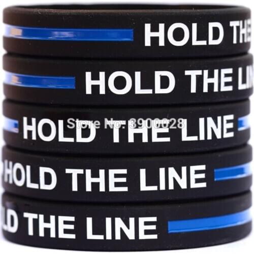 300pcs Hold The Line Thin Blue Line Silicone Wristband Bracelet Free Shipping By DHL